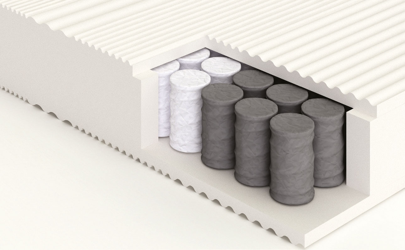 Materasso Boote con memory e 800 molle e 5 zone comfort acquacell H.24 cm