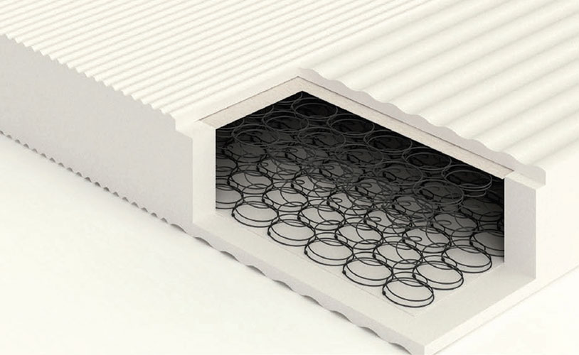 Materasso Nashira con 400 molle biconiche, strato acquagel, non sfoderabile - H.21 cm