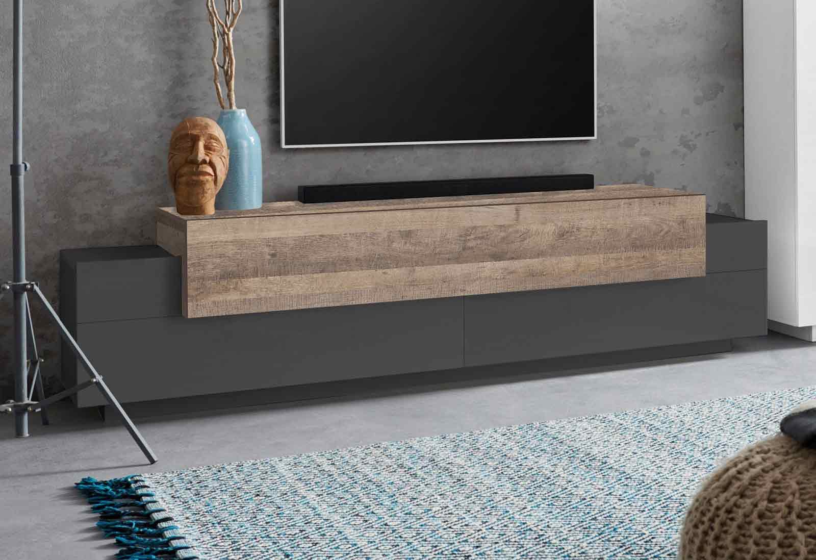 Mobile Porta TV colore Ardesia e Oak, L.200