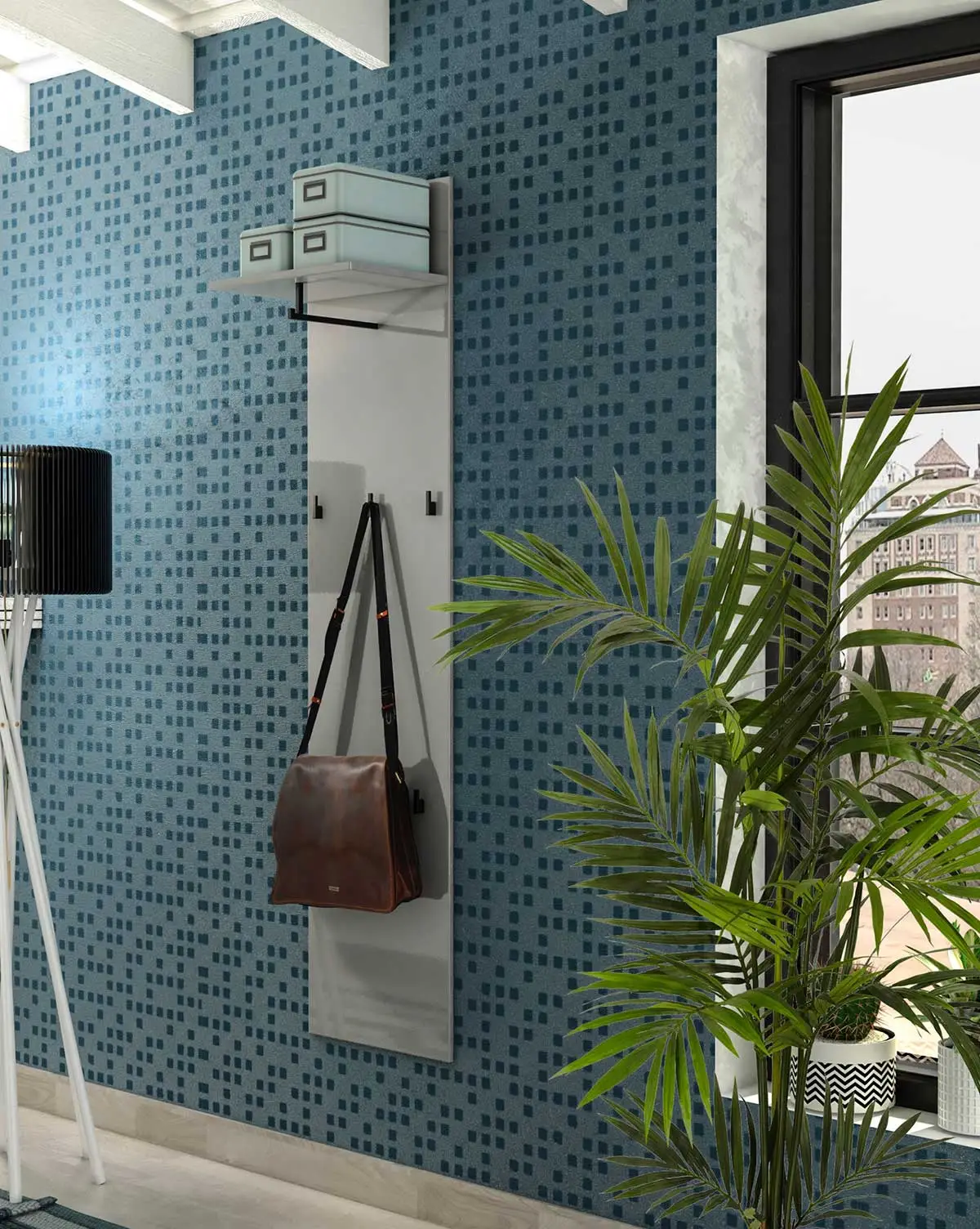 Appendiabiti moderno, finitura Grigio lucido, Made in Italy