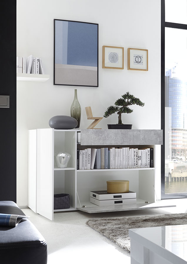 Credenza madia bianco lucido e beton