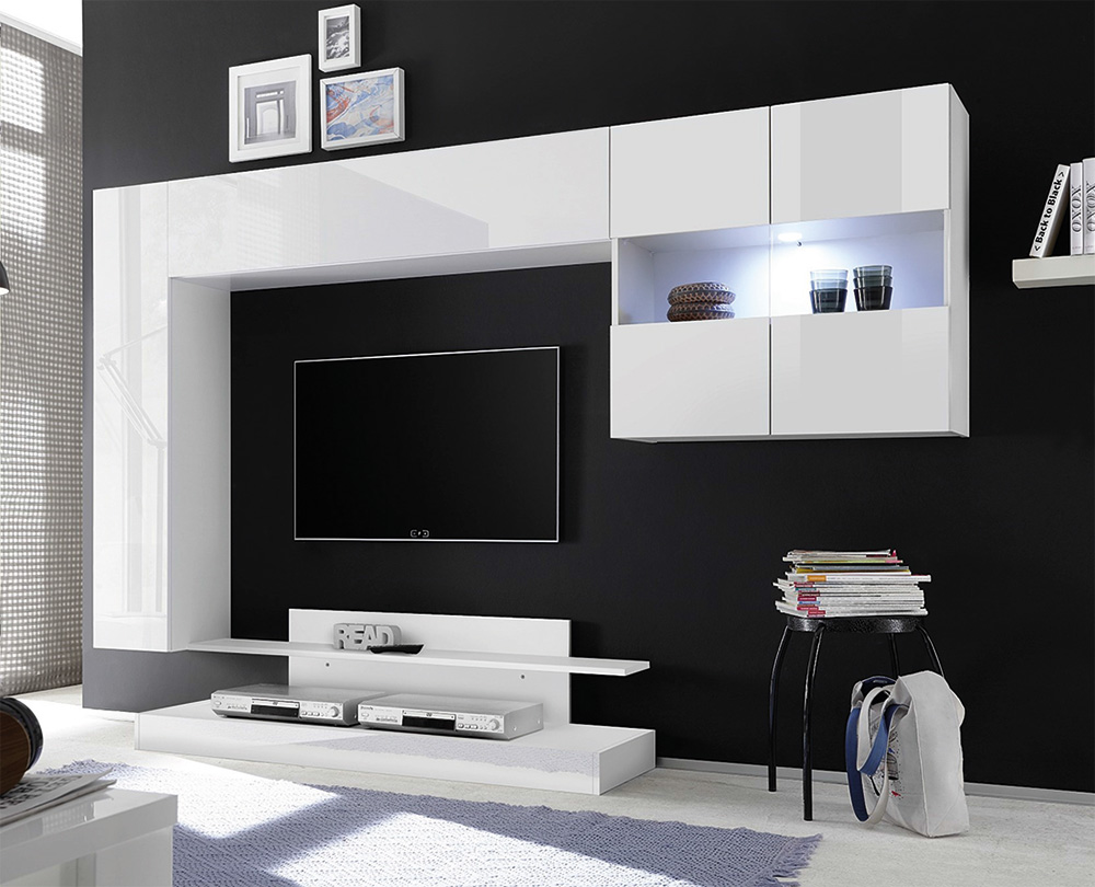 Parete attrezzata bianco lucido