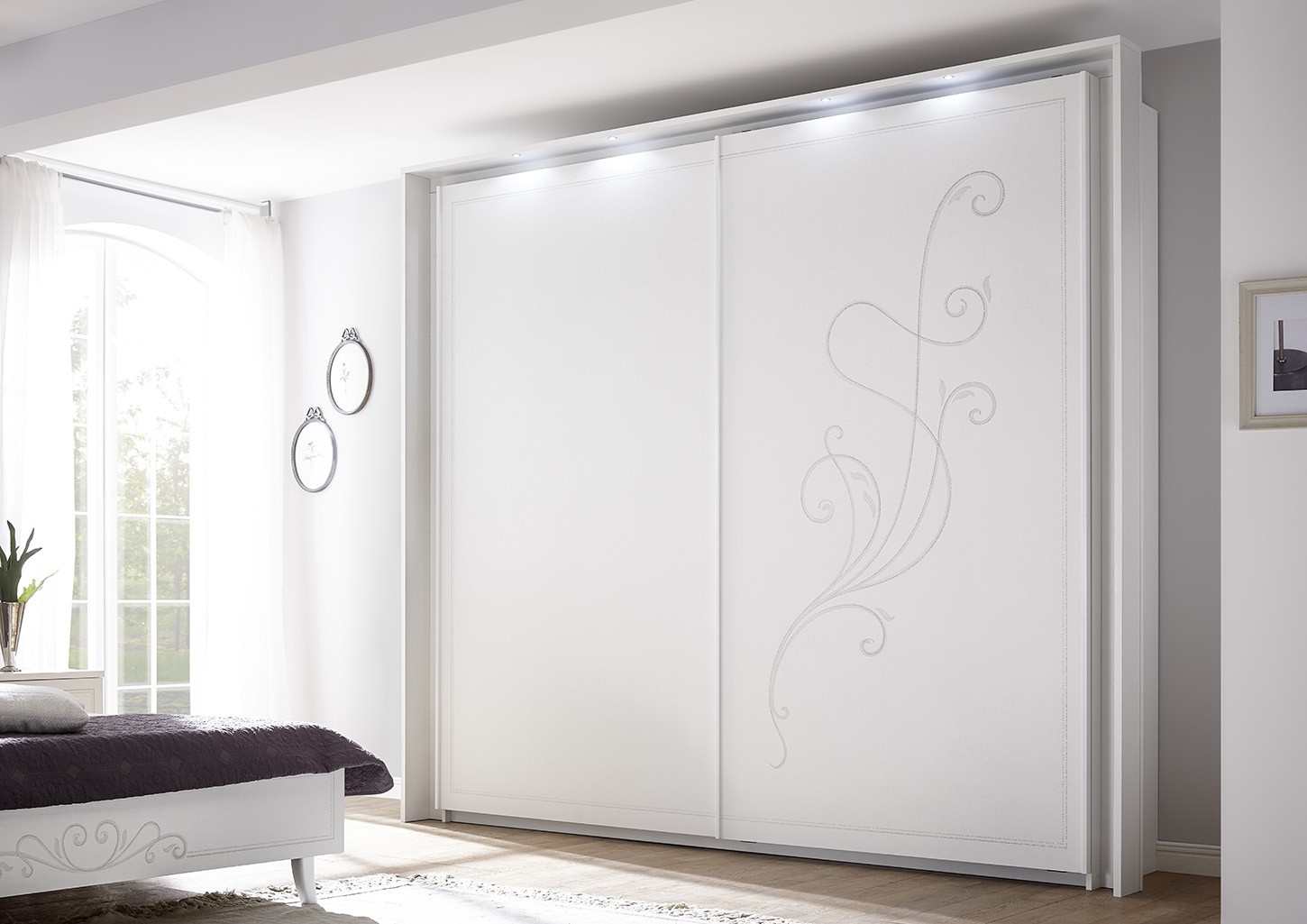 Armadio scorrevole stile contemporaneo  a 2 ante, bianco avatar