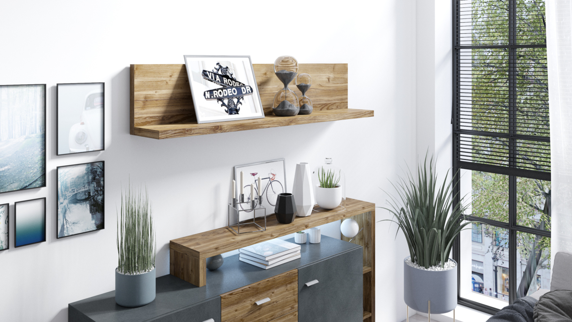 Mensola L.150 cm, finitura noce