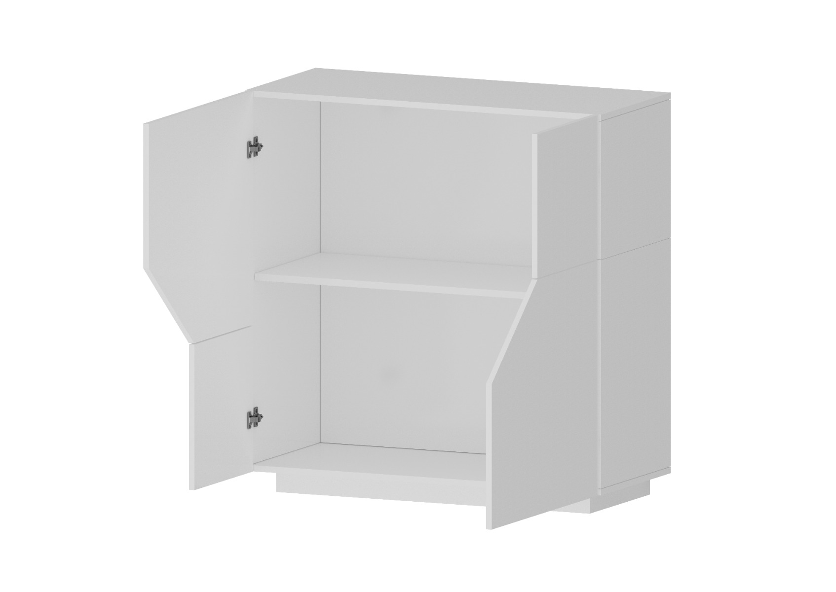 Credenza alta a 2 ante, colore Bianco laccato lucido 