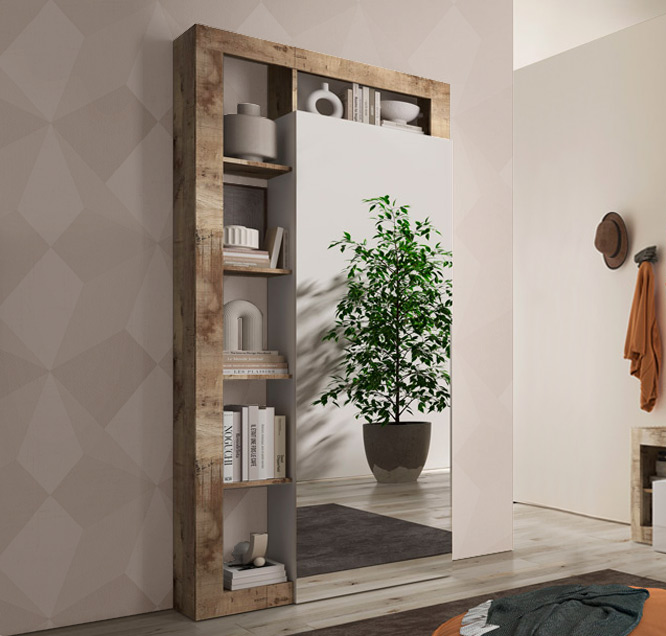 Guardaroba di design moderno con specchio finitura Pero 