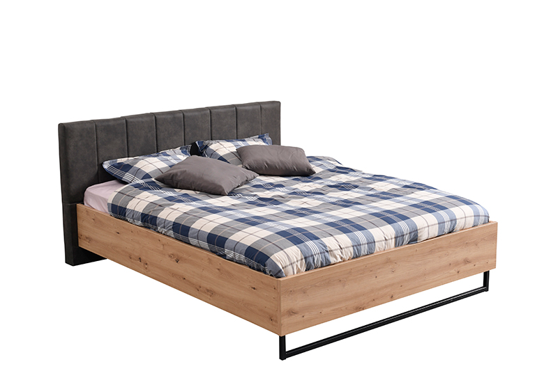 letto moderno legno e ecopelle