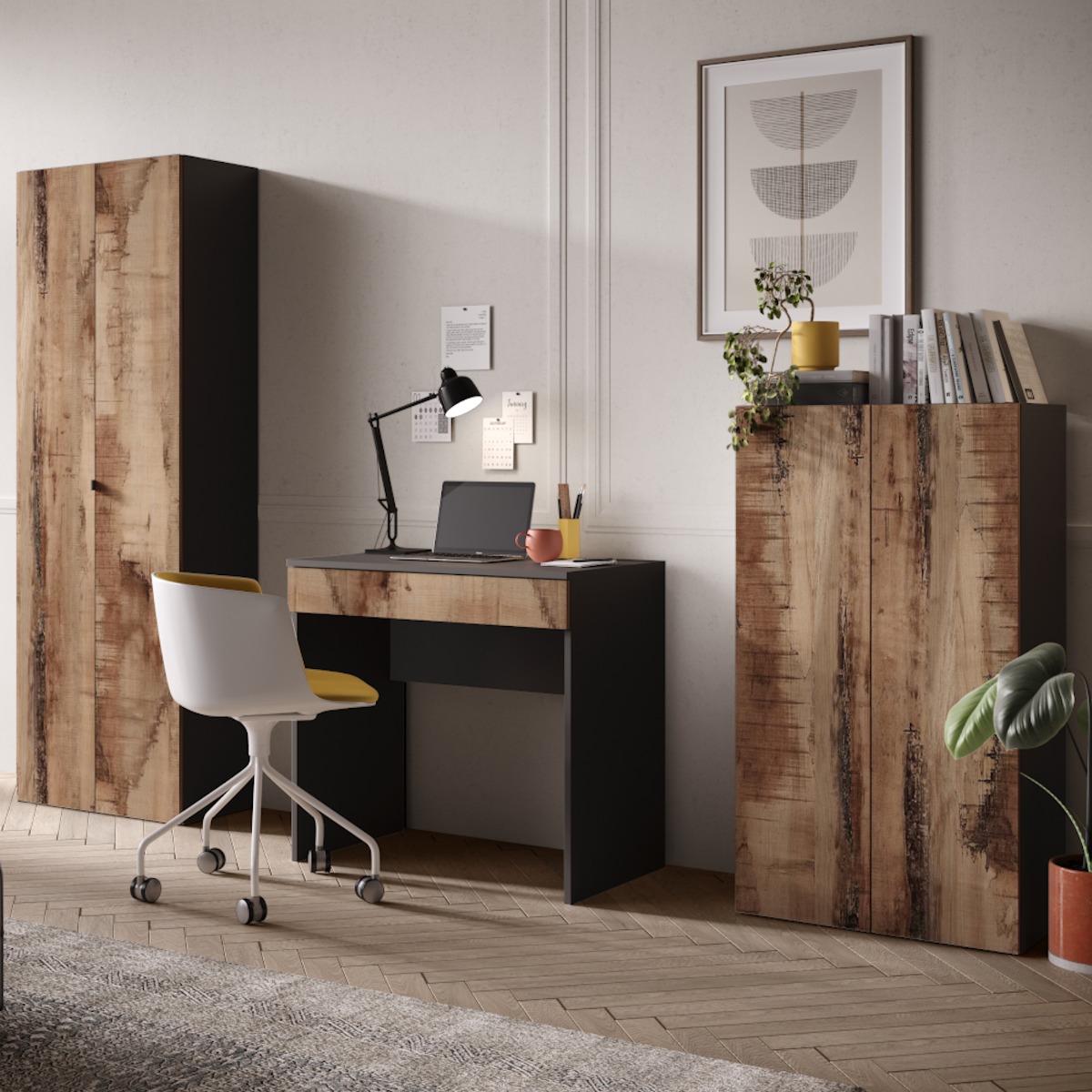 Ufficio Made in Italy composto da una madia, armadietto e una scrivania