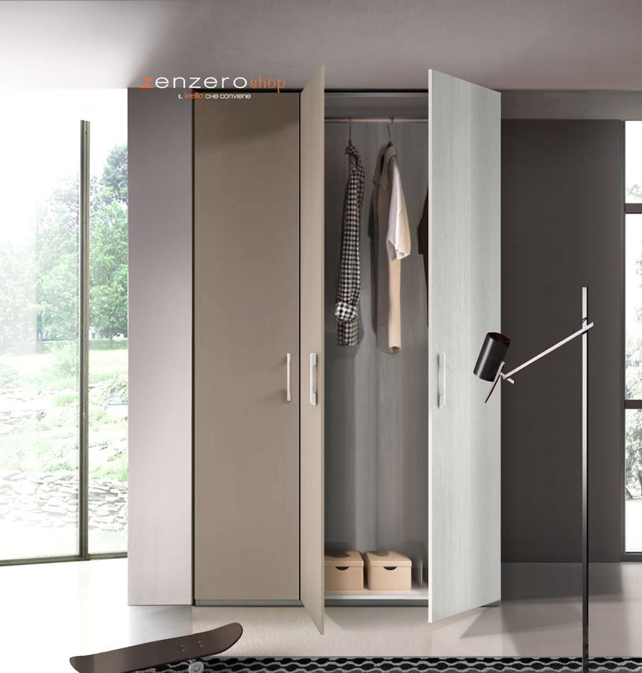 Armadio H.195 3 ante battenti per camerette in finitura LACCATO