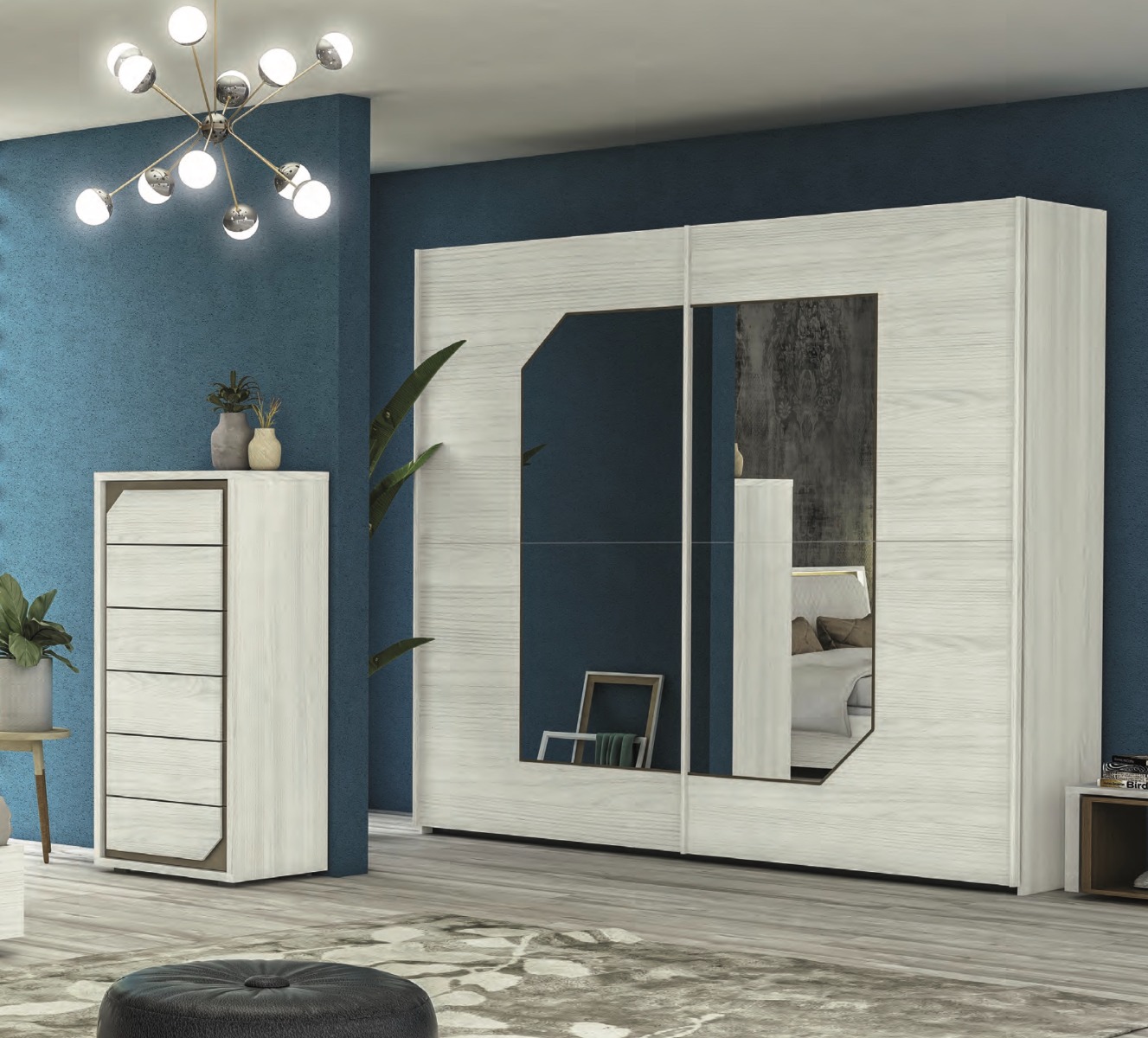 Settimino 6 cassetti, finitura Olmo Bianco, Made in Italy