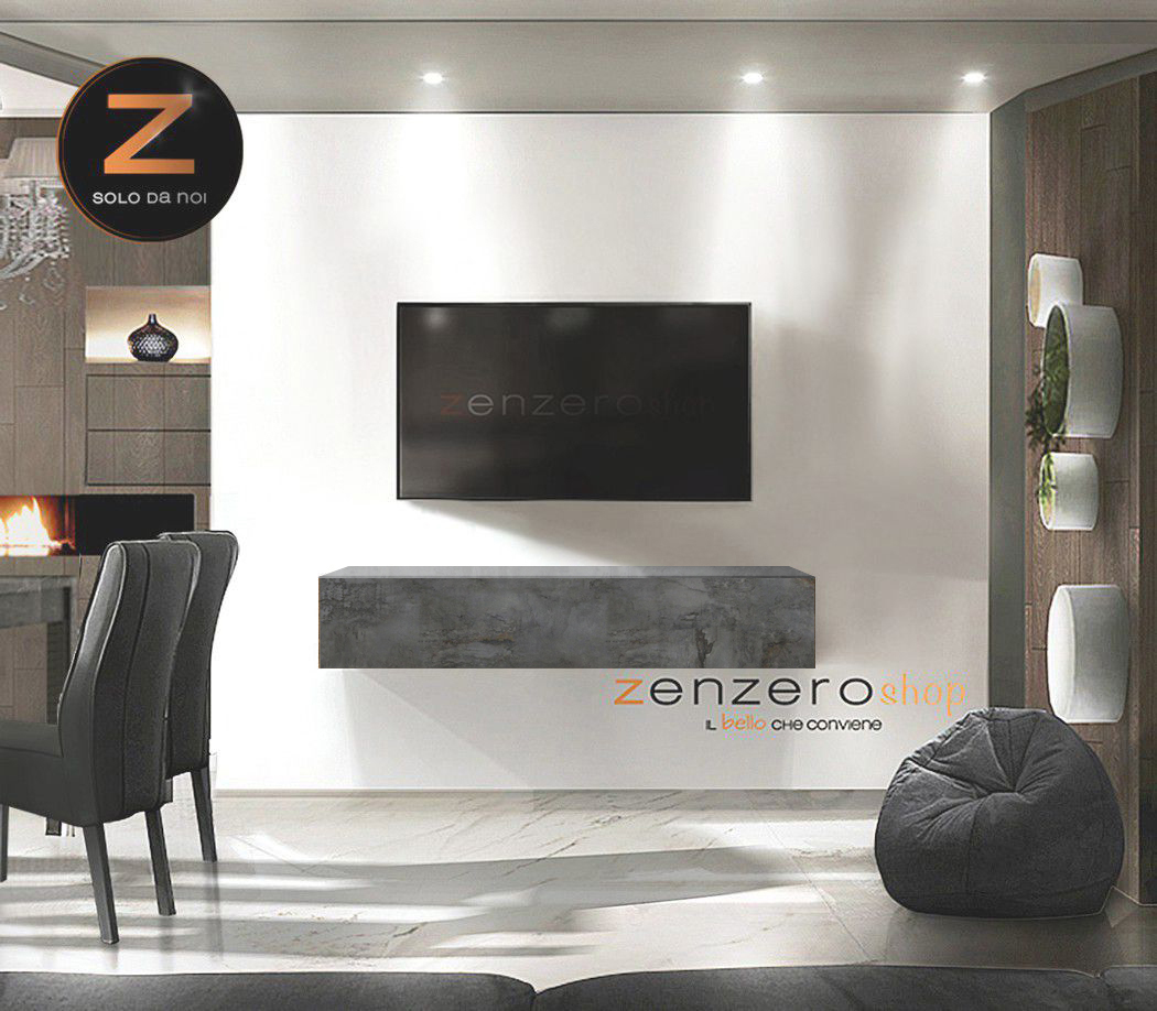 Mobile porta TV in finitura Beton, anta a ribalta