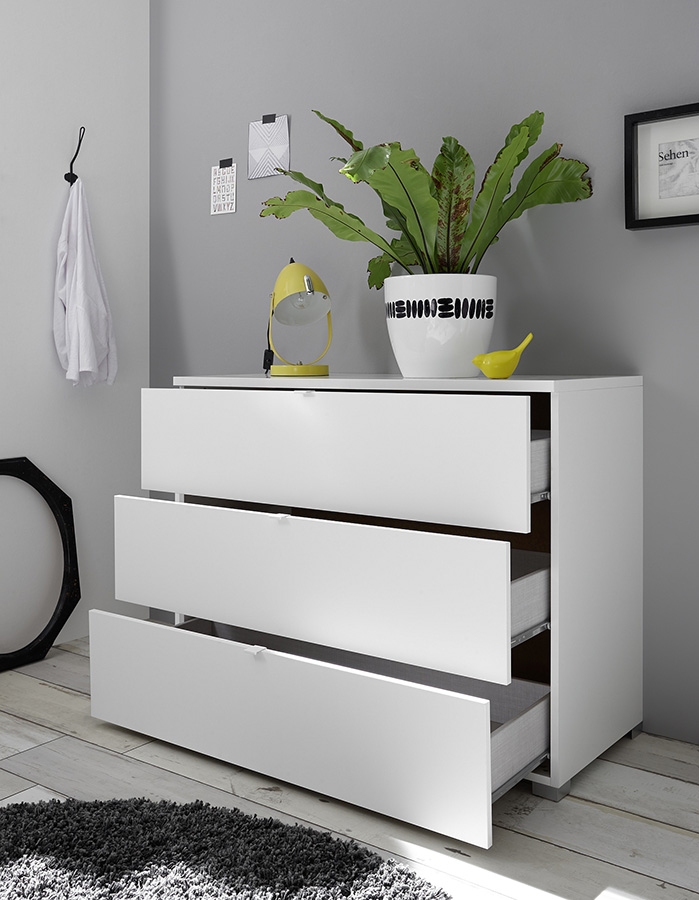 Camera da letto completa moderna in finitura bianco opaco, armadio 275x210