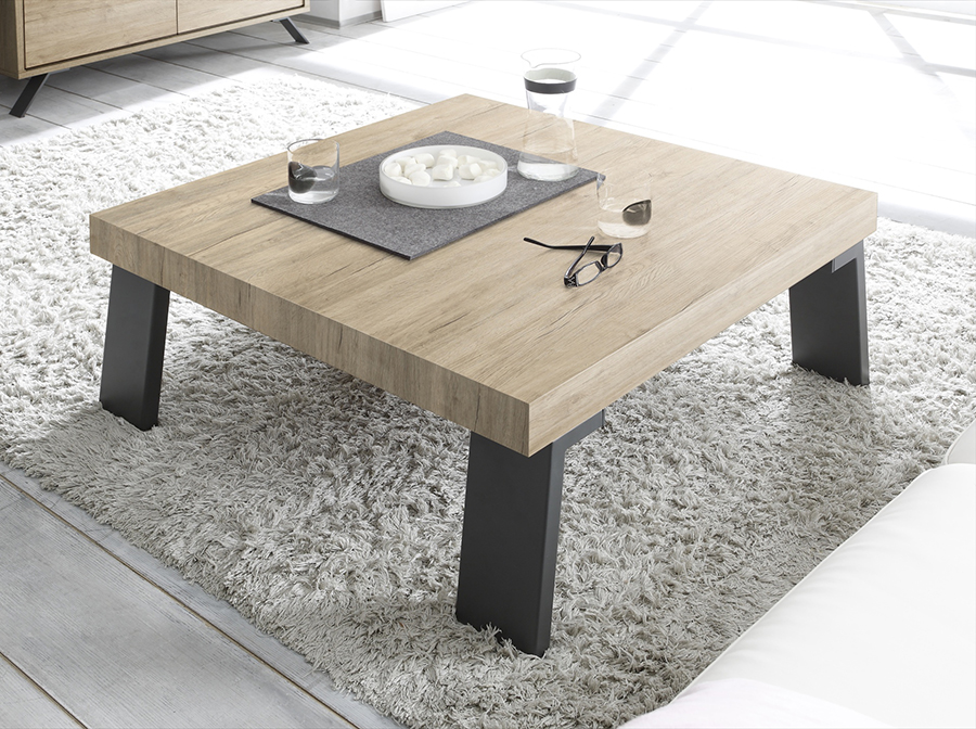 Tavolino moderno, di design, "Wood" Sherwood Oak 86x86 cm