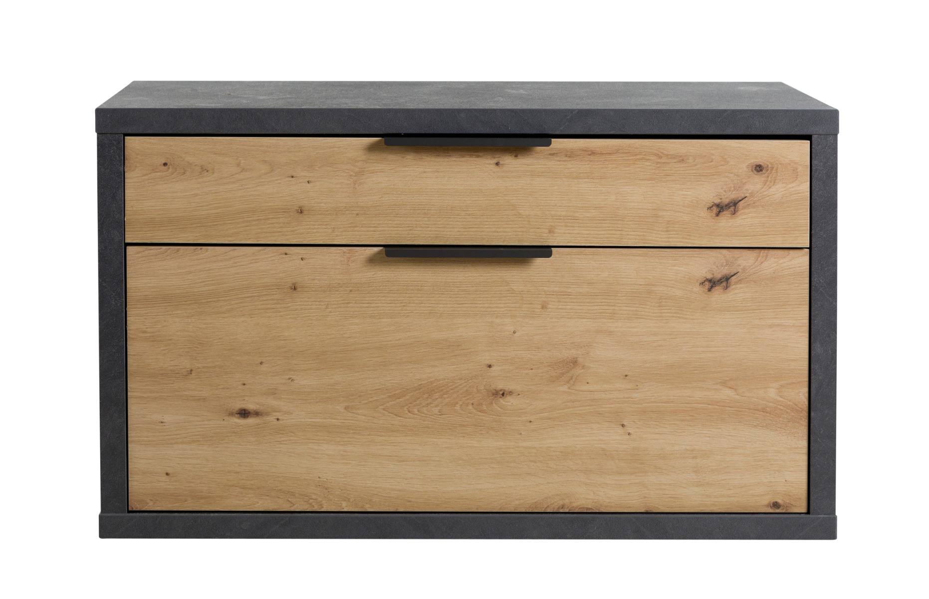 Panca con 1 ribalta e 1 cassetto Rovere chiaro e Grigio smoke, Made in Italy