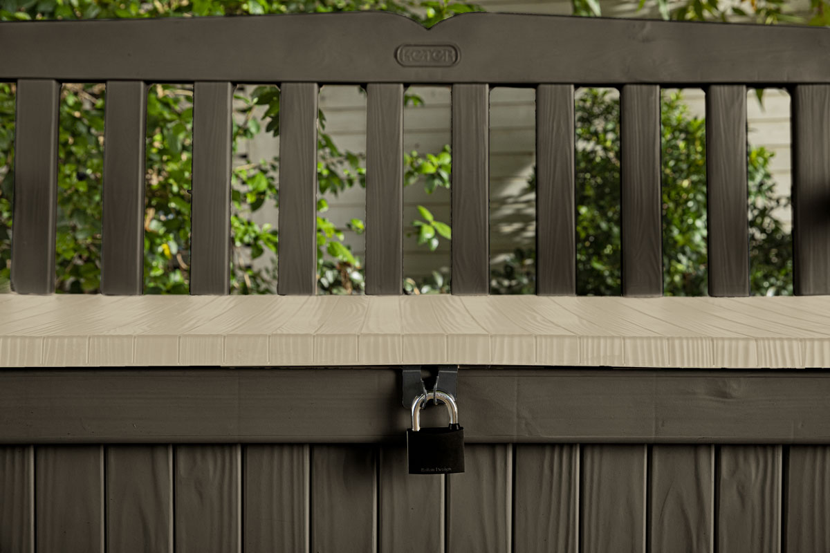 Panchina Tasso da esterni con contenitore, Marrone