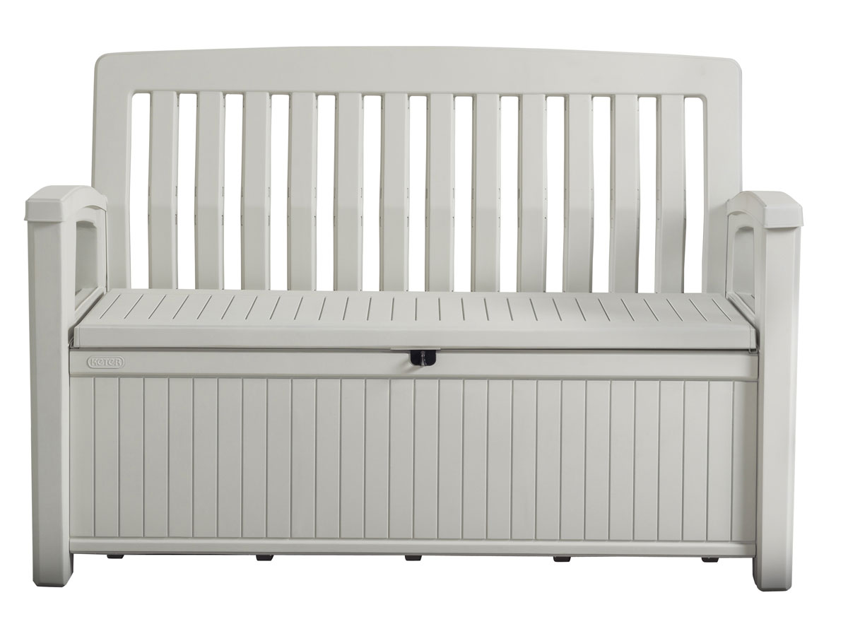 Panchina Abete da esterni con contenitore, Bianca