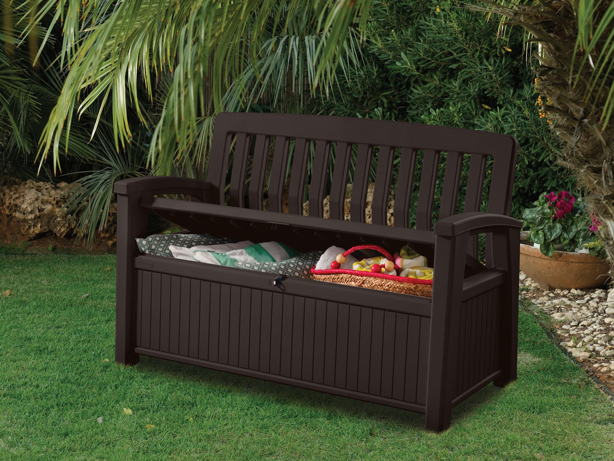 Panchina Abete da esterni con contenitore, Grafite