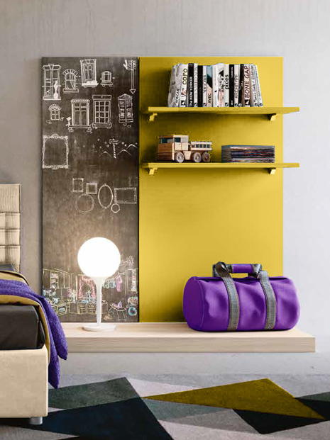 Cameretta bambini scontata, finitura Bronzo, Noce moro e Giallo cedro 