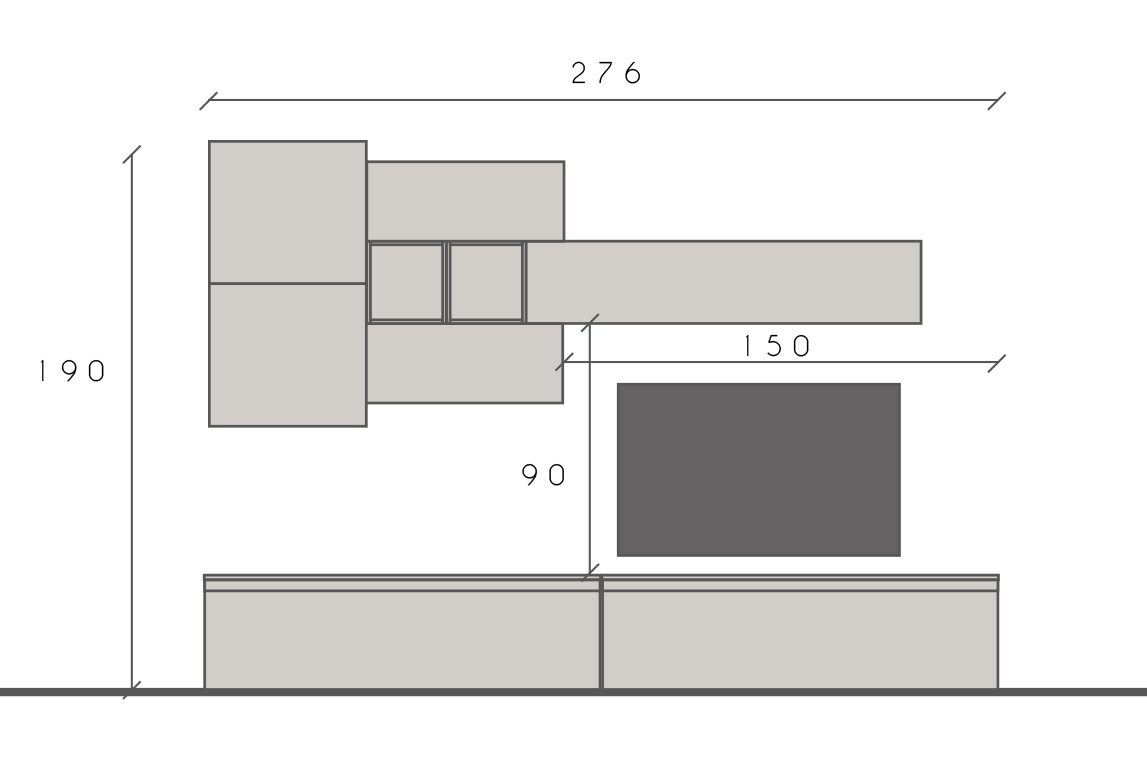 Conveniente Zona living moderna, finitura Argilla e Cadiz