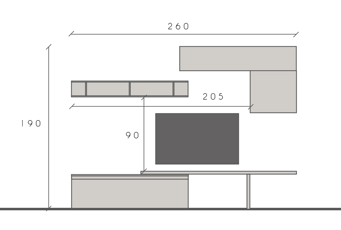 Parete TV Ardesia e Piombo