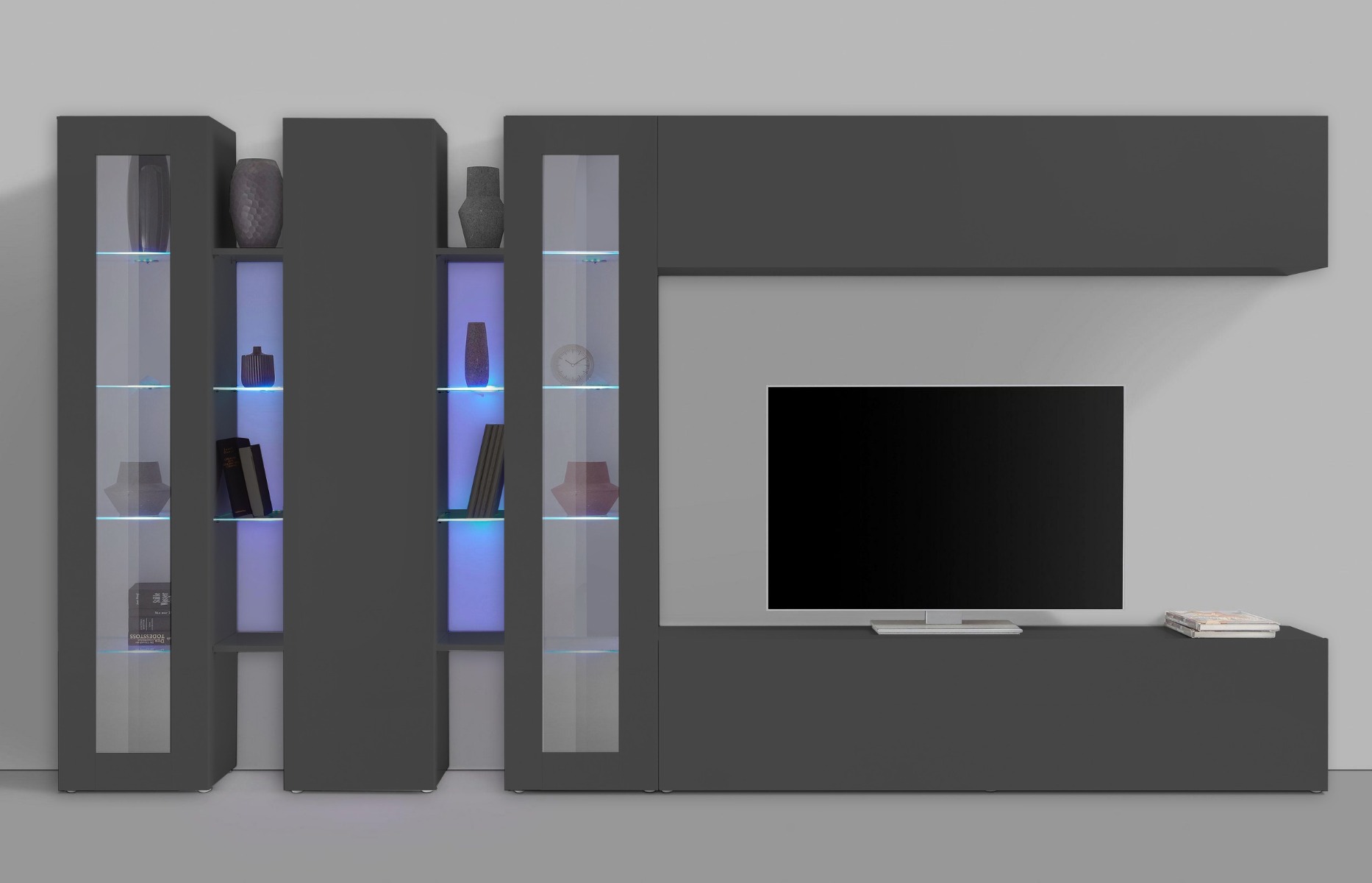 Offerta Parete attrezzata con vetrine finitura Antracite, Made in Italy