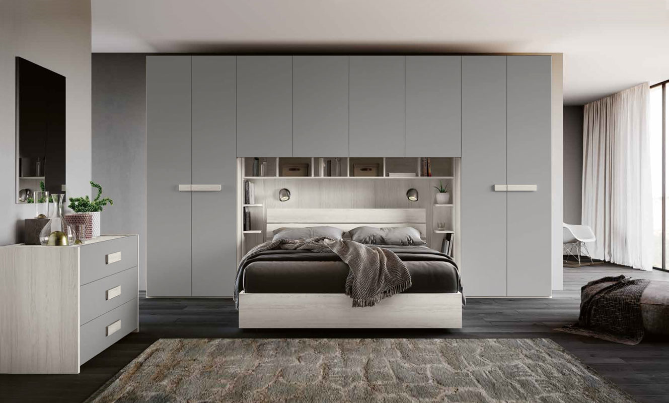 Armadio a ponte Grigio argento e Bianco altea, 8 ante battenti