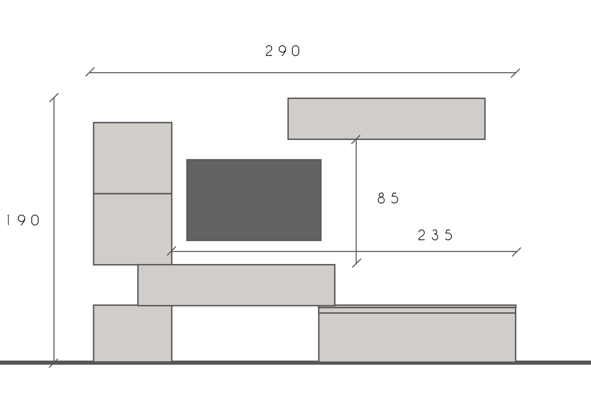 Parete attrezzata Ardesia e Piombo
