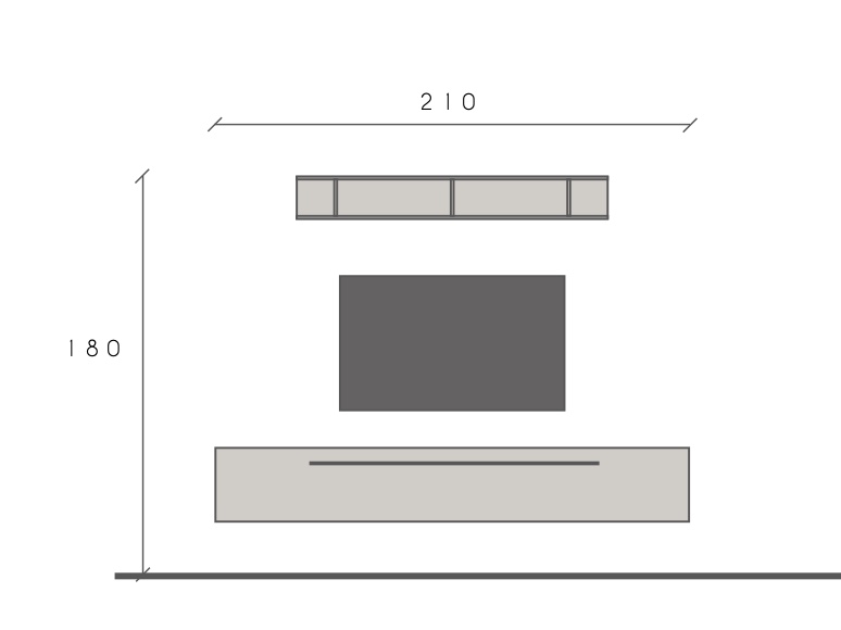 Economica Parete Attrezzata larghezza 210 cm 