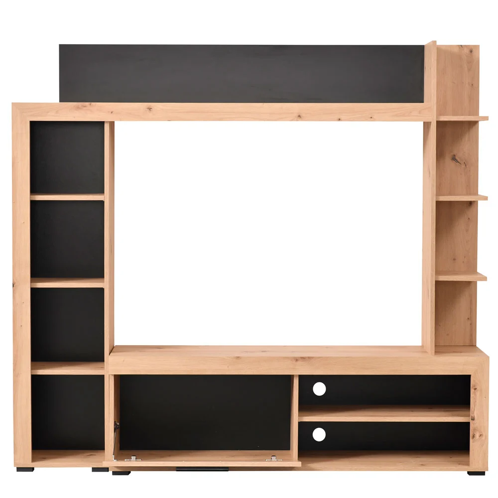 Parete attrezzata moderna finitura Rovere e Nero Zenzero Shop