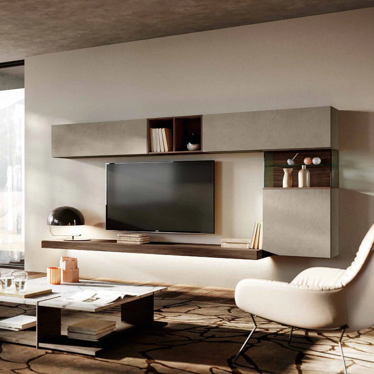 parete moderna con teca