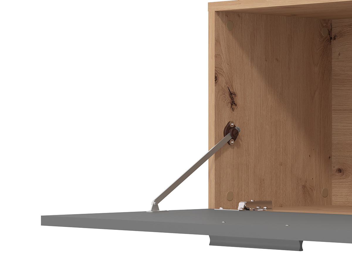 Parete attrezzata con ripiani, finitura Rovere e Grigio grafite