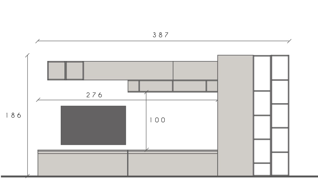 Parete Attrezzata Ardesia e Piombo