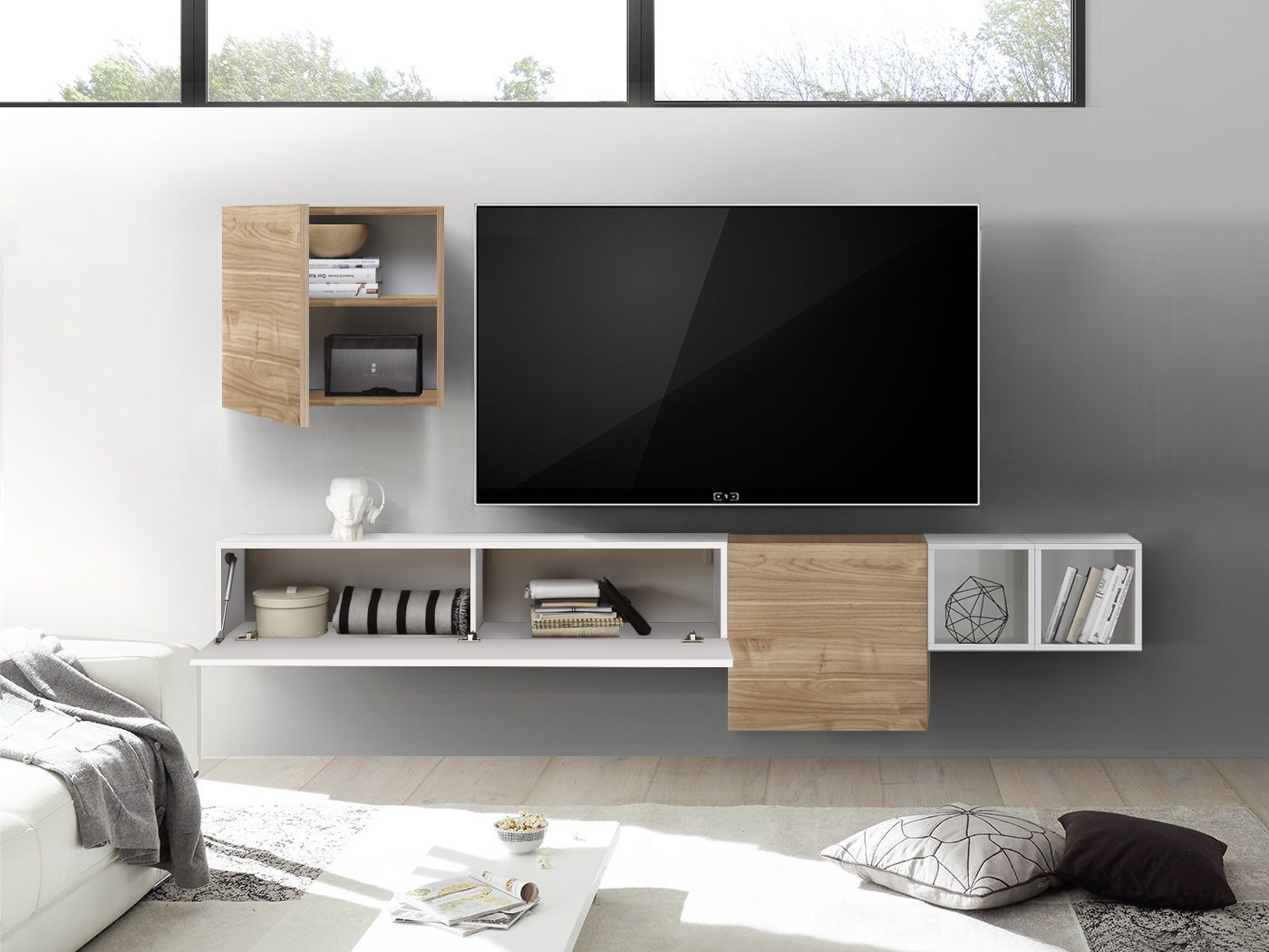 parete sospesa con cubi