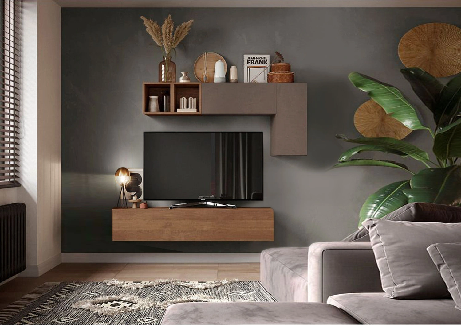 Innovativa e conveniente Parete attrezzata, finitura Mercure e Bronzo