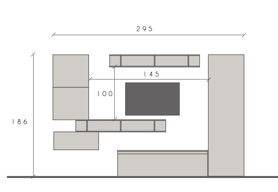 Parete attrezzata Ardesia e Piombo