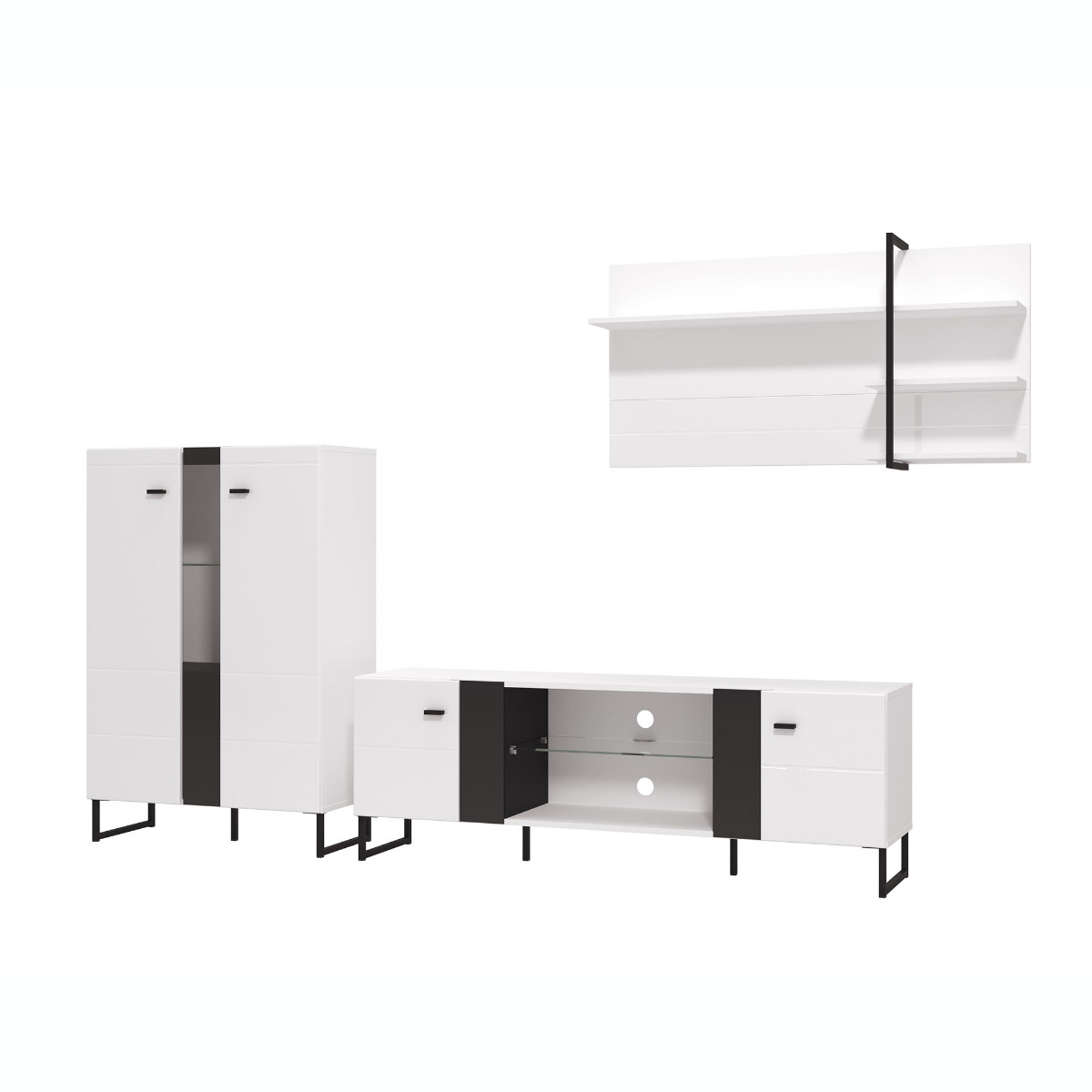 parete attrezzata bianca e nera