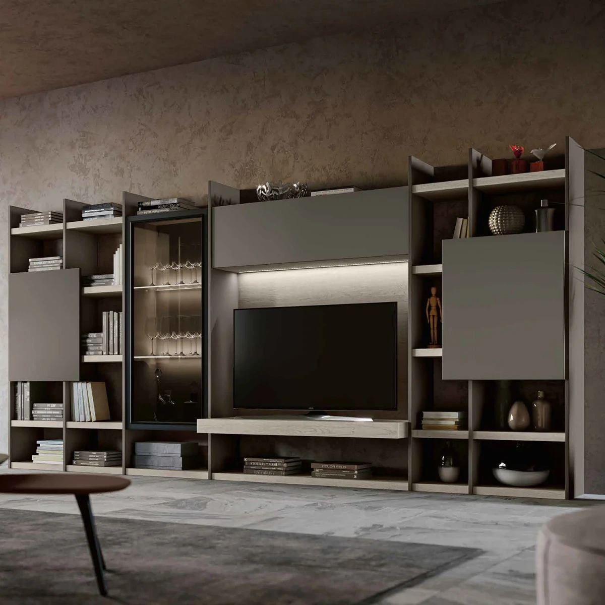 parete con ante grigia