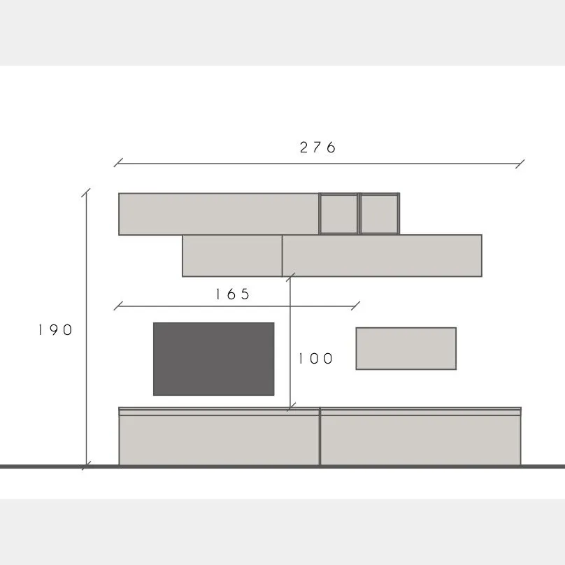 Acquista ora Parete attrezzata 276x40x186 h cm, Bronzo, Cadiz, Argilla e Mercure cannettato, collezione Logica