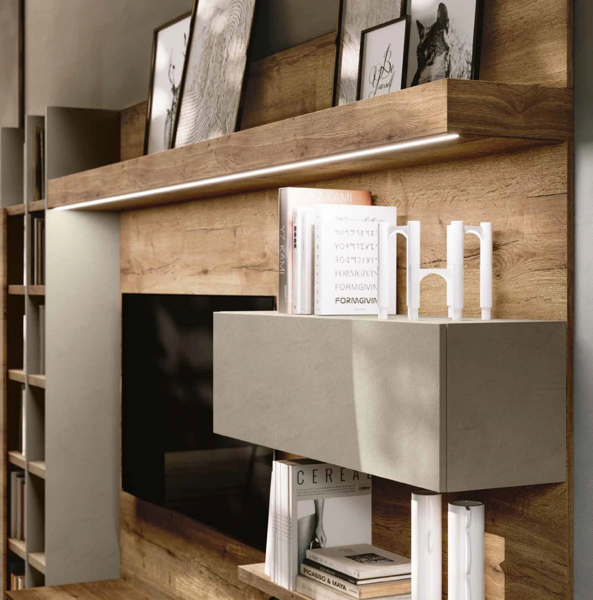 parete attrezzata rovere tabacco