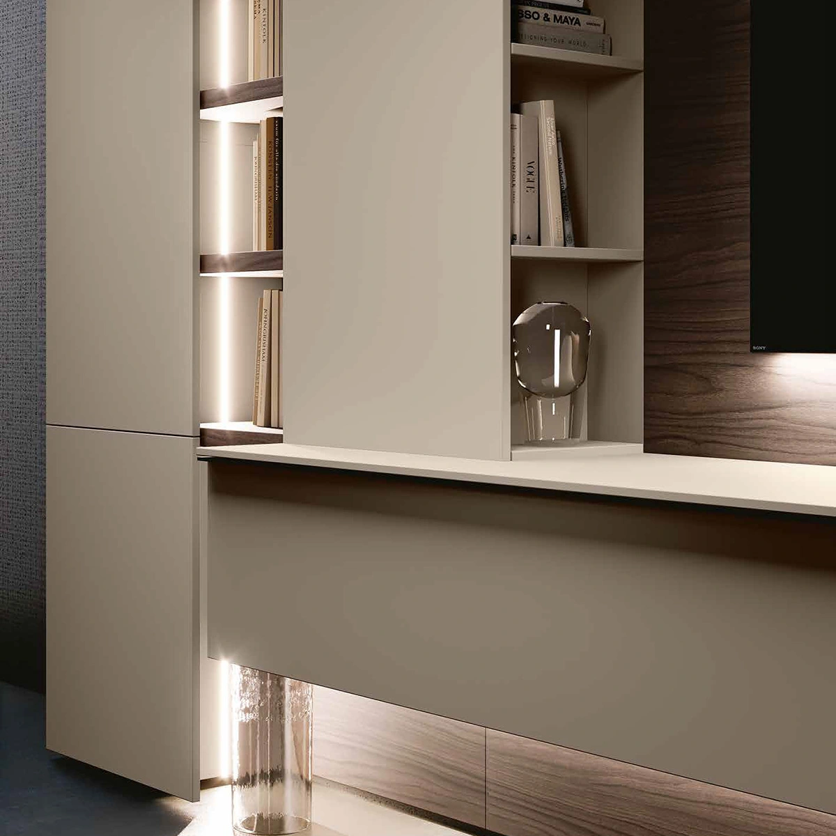 parete visone e noce moro