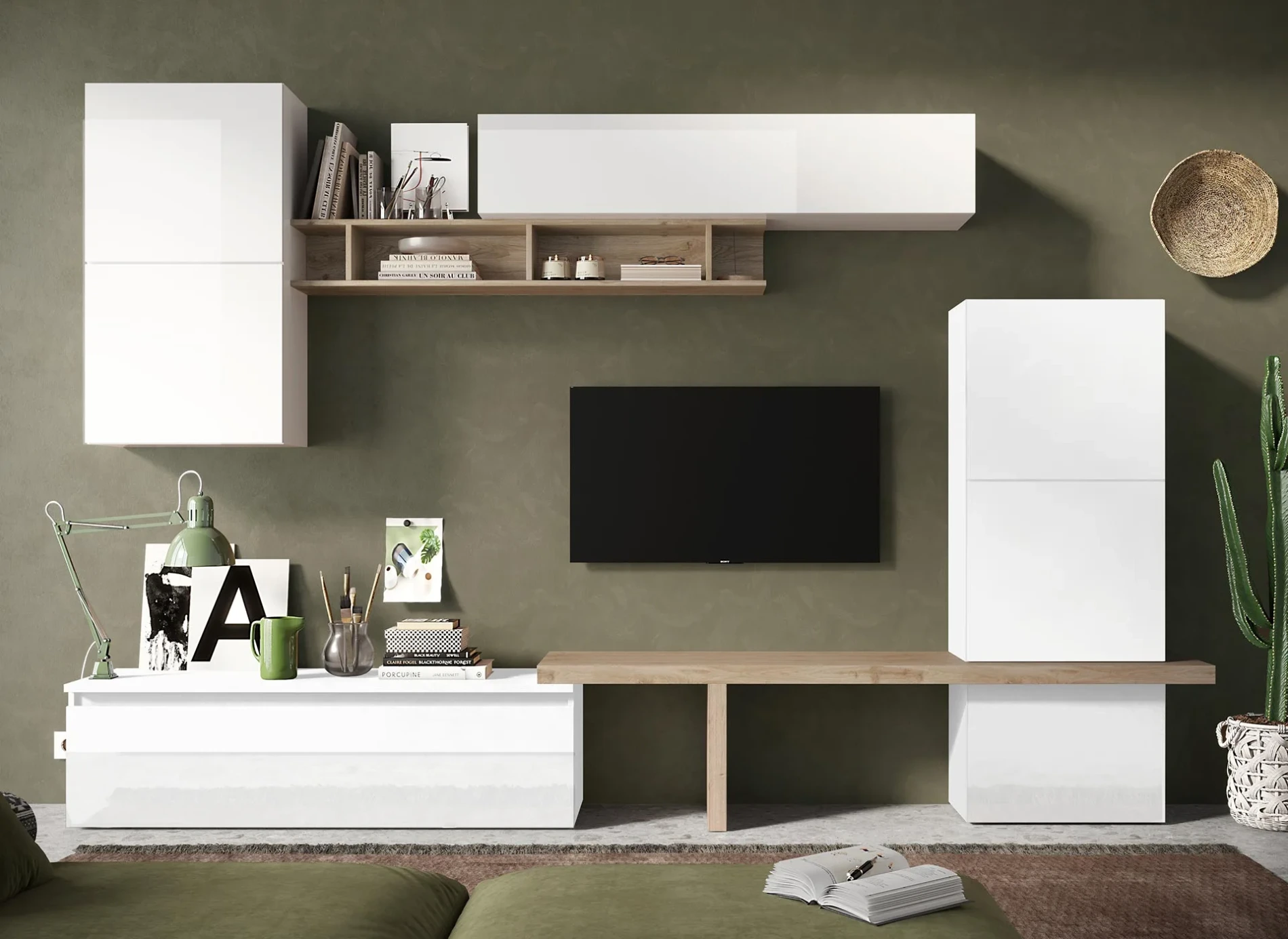 parete con pensili bianchi