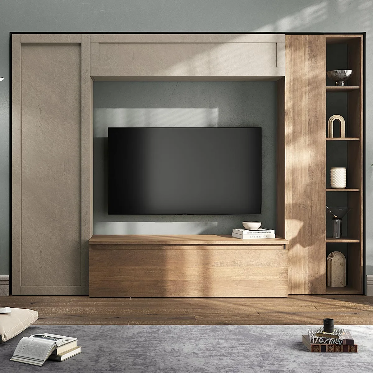 parete attrezzata contemporanea argilla