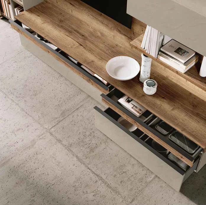 parete attrezzata rovere tabacco