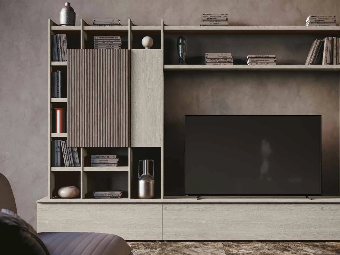 parete cannettata grigio