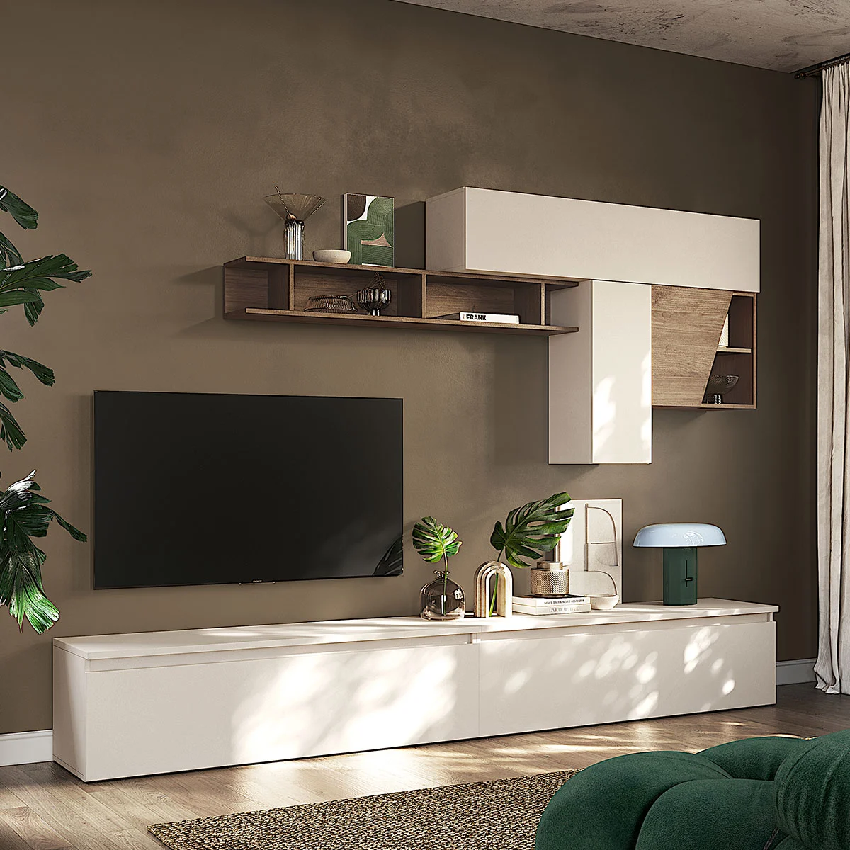 parete moderna con cassetti cashmere