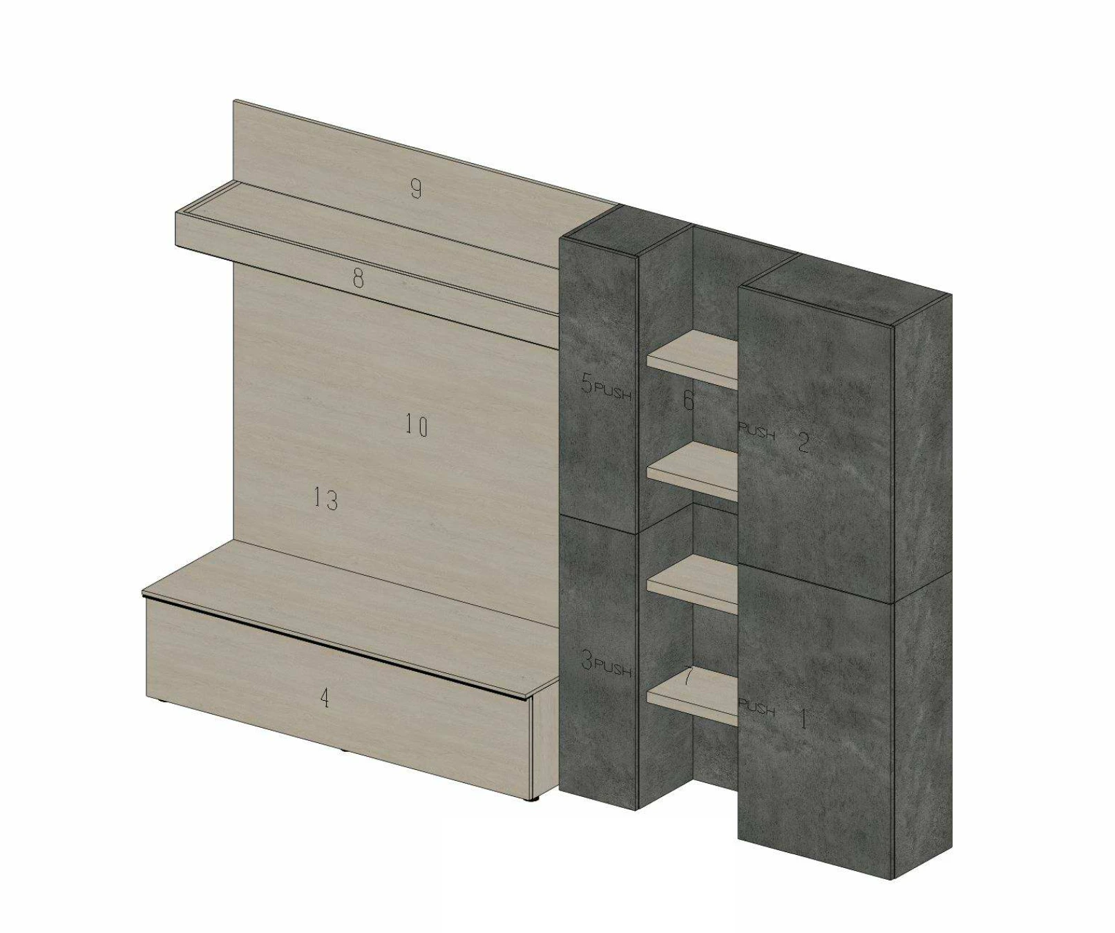 offerta parete con mensola