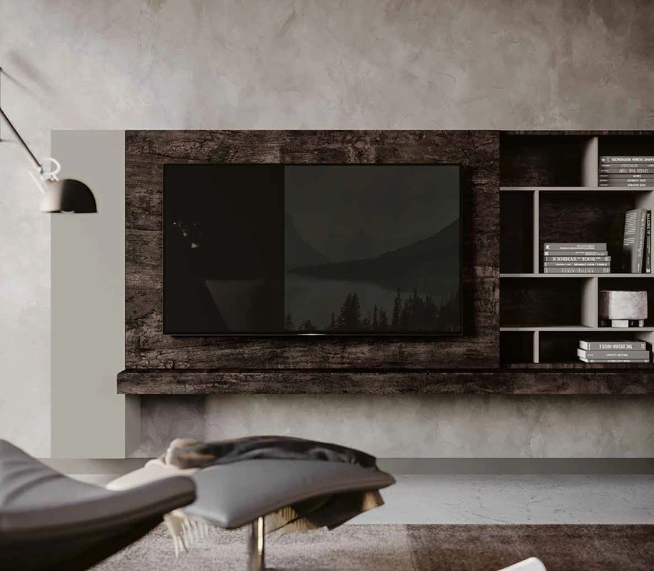 parete con pannello porta tv scorrevole