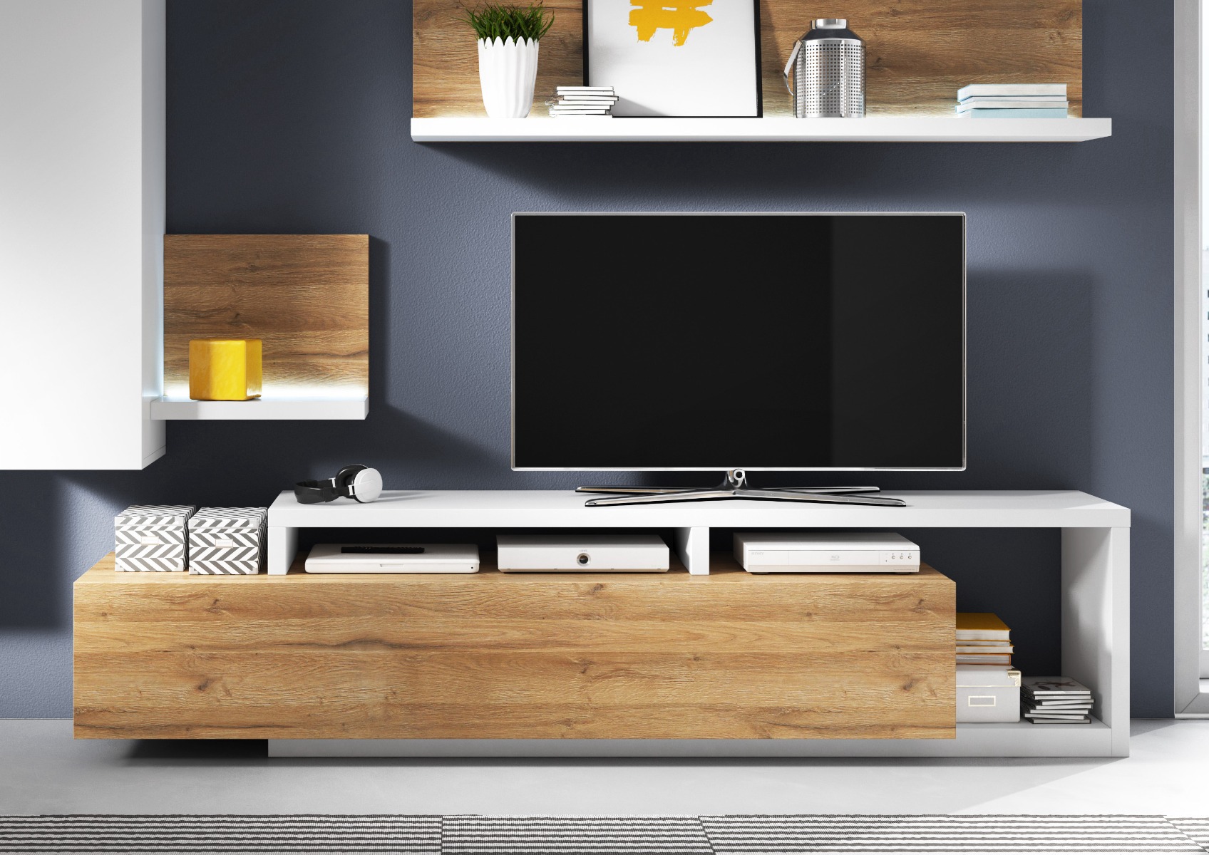 Mobile porta tv, rovere rustico e bianco opaco 