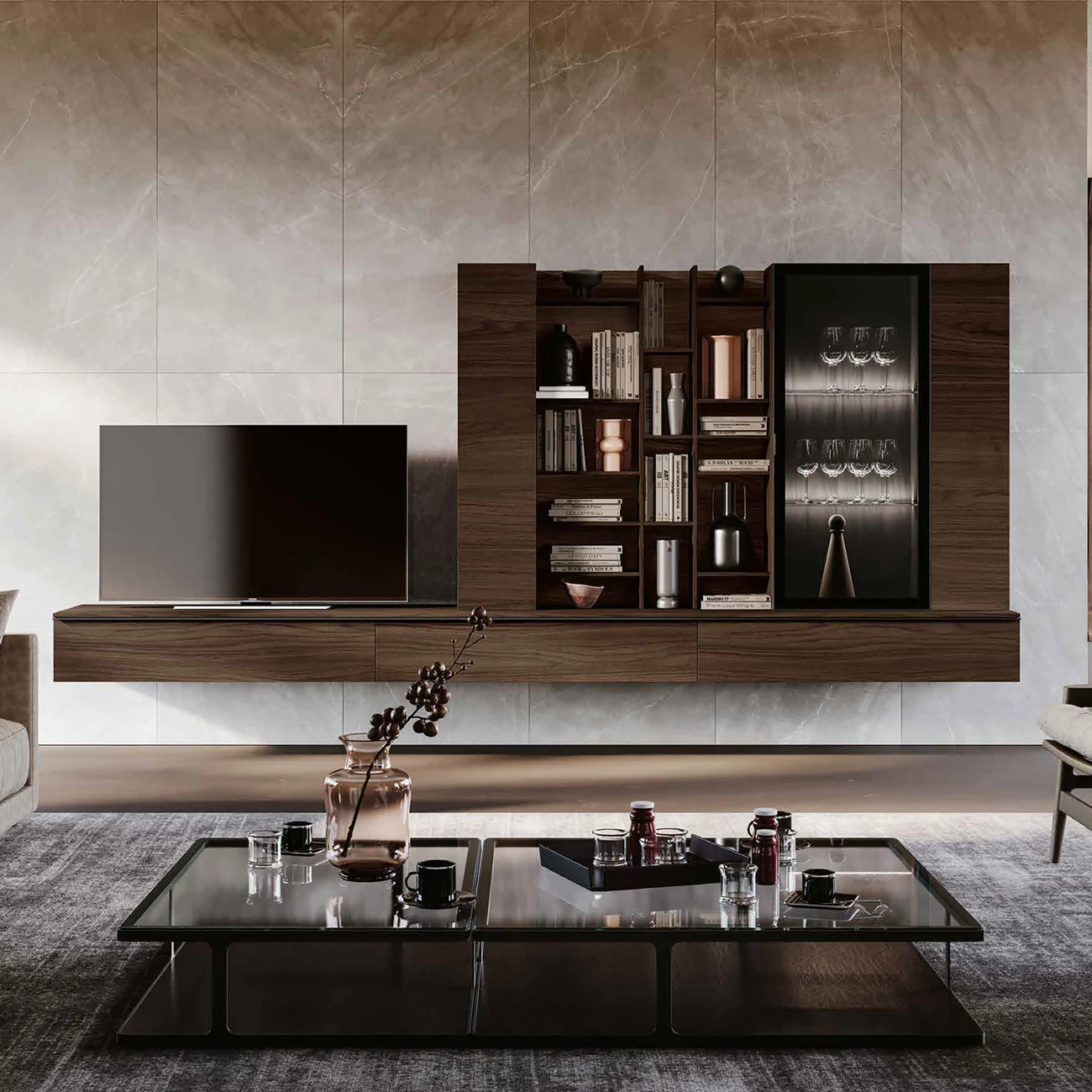 parete sospesa moderna noce moro