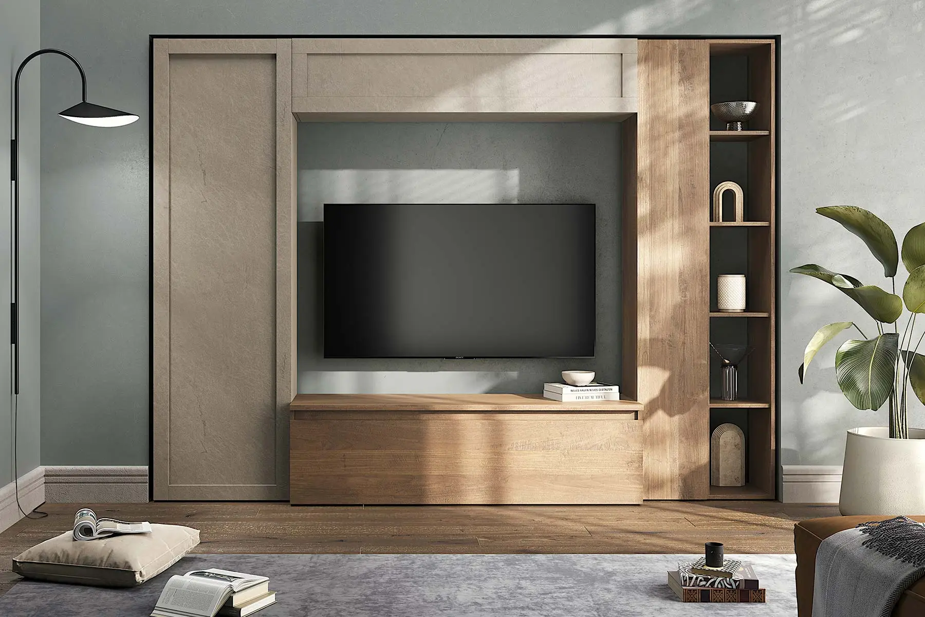 parete attrezzata contemporanea argilla